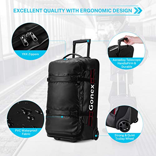 Gonex Rolling Duffle Bag with Wheels, 70L Water Repellent Wheeled