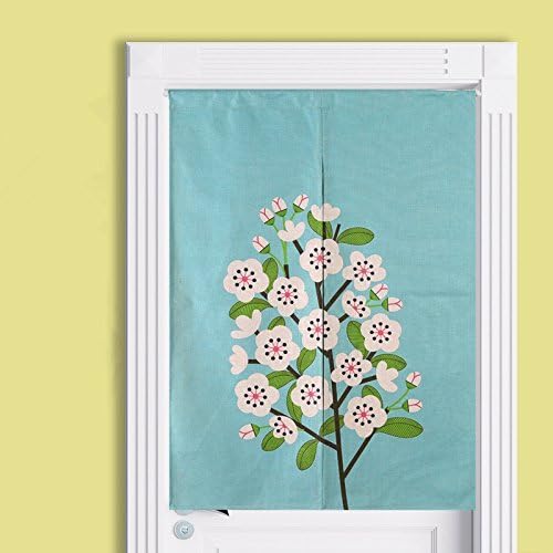 AUSWIND DRG235 Japanese Style Doorway Curtain (33.4" W 47" H) (Blue)