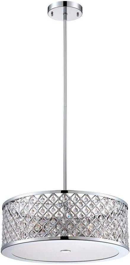 Home Decorators Collection 3-Light Chrome Convertible Semi-Flushmount/Pendant with Frosted Crystal Shade