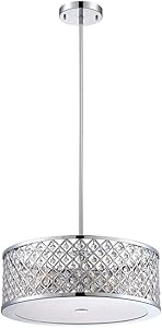 Home Decorators Collection 3-Light Chrome Convertible Semi-Flushmount/Pendant with Frosted Crystal Shade