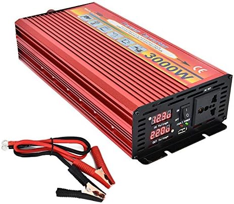 CAPTIANKN 3000W Automotive Power Inverter, DC 12V/24V to AC 110V / 220V Solar Converter with Display, 1 Universal Socket and 1 USB Port,12vto110v