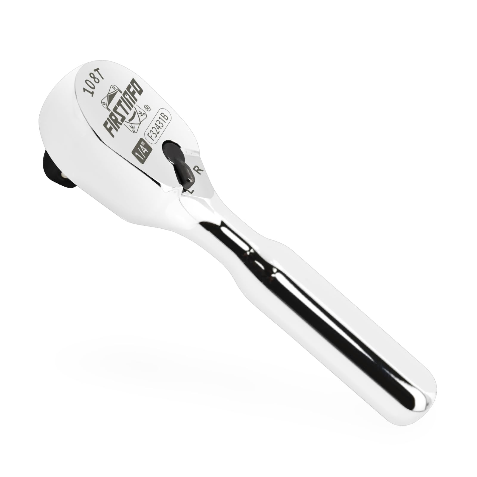 FIRSTINFO F32431B 1/4" Drive Ratchet Handle Wrench 108-Tooth Sealed Head Design | Reversible Stubby Ratchet Handle, Dust Proof Teardrop Enclosed Head