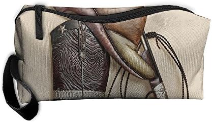 Cowboy Boots Hat Gun Cosmetic Bags Brush Pouch Makeup Bag Zipper Wallet Hangbag Pen Organizer Carry Case Wristlet Holder