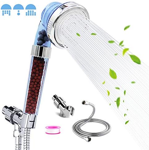Ionic shower head, High pressure & water saving shower head, With 59 inch Replacement Hose and shower arm,lnion Energy Ball Handheld Shower head for Dry hair and skin SPA