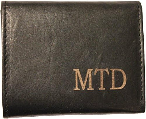 Personalized Men's Black Trifold Leather Wallet