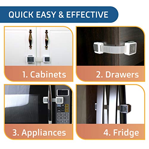 image for Wappa Baby New Version Child Safety Locks 4-Pack. Baby Proof Cabinets,