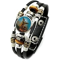 St Michael The Archangel Bracelet - Adjustable Black Cord With Italian Medal, Handwoven In Medjugorje