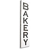 Bakery Sign Vertical - Carved in a 10"x43" Solid Wood Board Rustic Distressed Shop Advertisement Farmhouse Style Restaurant Cafe Wooden