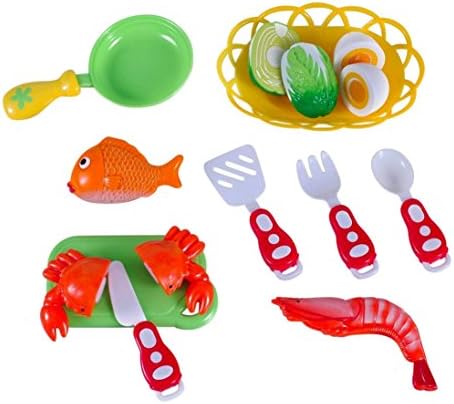 Liberty Imports Kitchen Fun Seafood Hot Pot Dinner Cutting Food Playset for Kids with Egg and Vegetable