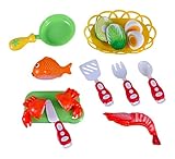 Liberty Imports Kitchen Fun Seafood Hot Pot Dinner Cutting Food Playset for Kids with Egg and Vegetable
