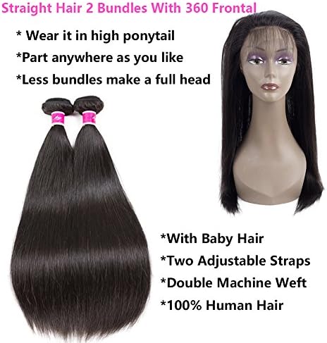 Sky Hair 360 Lace Frontal With Bundles Straight Unprocessed Brazilian Straight Hair Bundles with Frontal 360 Human Hair Weave Bundles With Frontal Closure