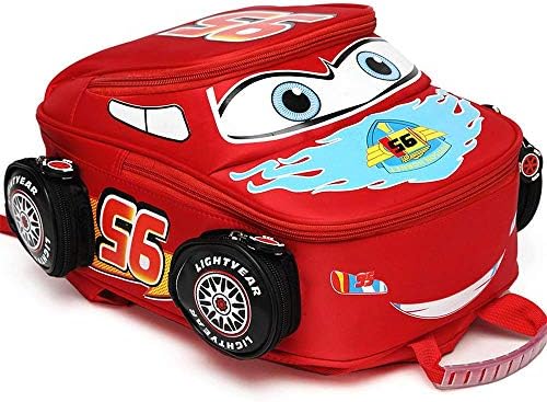 MJUN Toddler Kid's Backpack Waterproof Cartoon Truck Car Kindergarten Child Book Bag Snack Nursery School Bag for Boys Girls (Red)