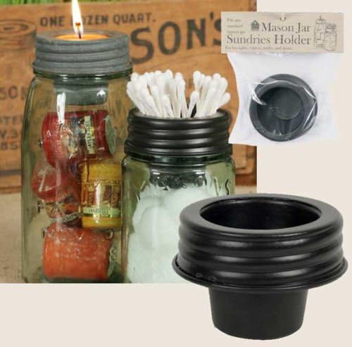 Farmhouse/Cottage/Primitive/Country Mason Jar Sundries Cup Lid Holder