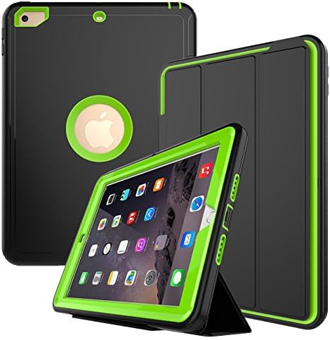 ipad 5th generation case, Smart Case with Auto Sleep Wake Function Three Layer Drop Protection Rugged /Shock Proof Case for Apple New iPad 9.7 inch (Green)