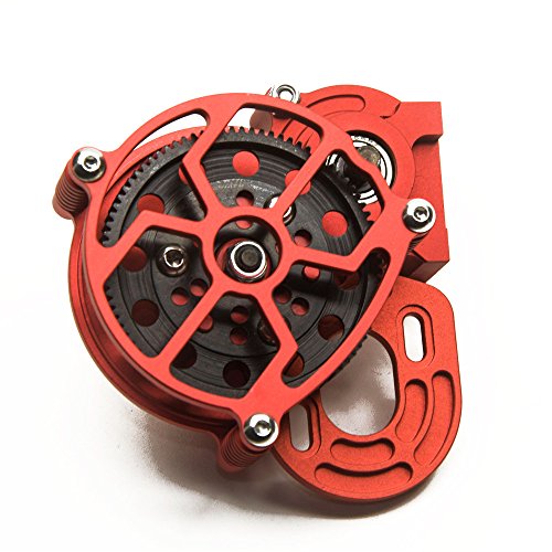 1/10 RC car Truck Full Metal Assembled Transmission Gearbox Tranny with Straight Gear for RC Axial SCX10 D90(Red)