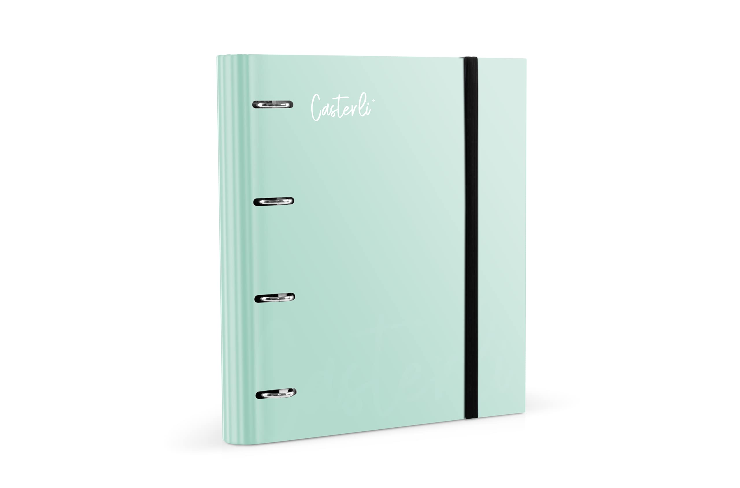 Casterli 72991 – Basic Die-Cut 4 Ring Binder, Matte Lined Cover, Size 320 x 275 x 40 mm, Assorted Colours, 40 mm Rings (Light Green)