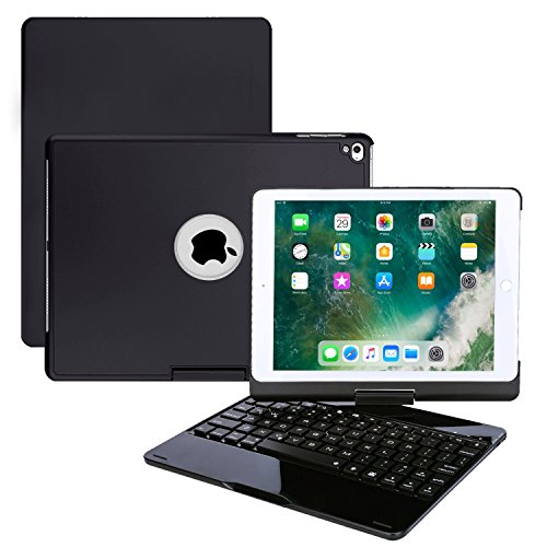 iPad 9.7 keyboard case, ONHI 360 Rotate Stand Smart Keyboard Cover 7 Color Backlit Keyboard Case FolioÂ with Auto Wake / Sleep for iPad Air, iPad Air 2, iPad Pro 9.7 and 2017 New iPad 9.7 (Black)