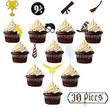 Harry Potter Inspired Cupcake Toppers (Set of 30) Harry Potter Wizard Birthday Party Decorations Supplies Hogwarts party decor