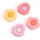 GeekShare Cute Thumb Grip Caps for PS5 Controller, Thumbsticks Cover Set Compatible with Switch Pro Controller and PS4 PS5 Controller, 4Pcs - Heart &amp; Flower