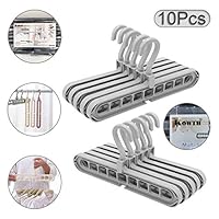 Kowth Magic Clothes Hanger Organizer, Rotate Anti-Skid Folding Hanger with Multifunction Space Saving and Cascading Features, Pack of 10 Standard Hangers with 9 Holes for Drying and Storage (Grey)