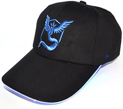 EcoWood SX Pokemon Hat Go Team Embroidered LED Pokemon Cap For Teens, Kids, Adults, Extra Batteries (Blue)