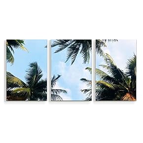 3 Piece Canvas Wall Art Beach Palm...