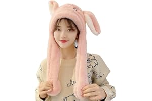 Topwon Bunny Hat Ear Moving Plush Animal Hats Earflap Funny Rabbit Jumping Ears Cap Cosplay Party Costume Accessories Winter