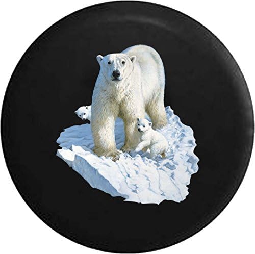 556 Gear White Polar Bear Ice and Snow Jeep RV Spare Tire Cover Black 31 in