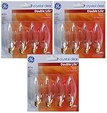 GE Crystal Clear Decorative Blunt Tip 40 Watt Light Bulbs, 2.7 Year Life, Candelabra Base (12 Pack)