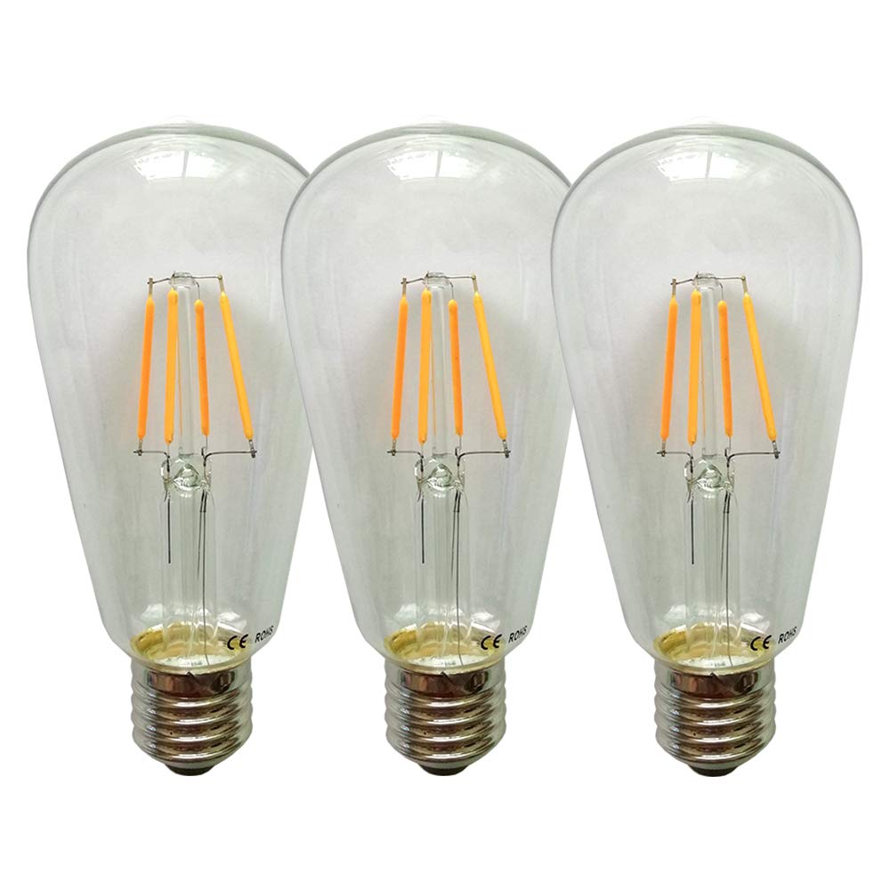HANCLLED E27 Dimmable LED Bulbs Retro ST64 Warm White 4W Vintage Edison Screw ES LED Filament Bulb Clear Decorative Lamp Lighting Bulbs 40W Incandescent Energy Saving Light Bulbs [3 Pack]