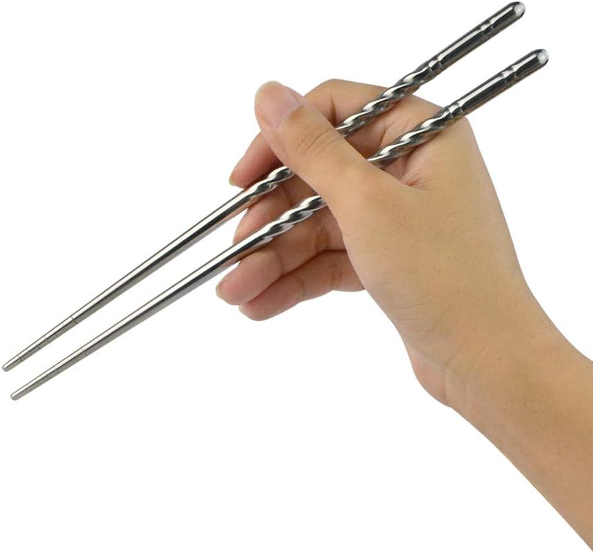 5 works Stainless Steel Chopsticks Chinese Japanese Korean Chopsticks (B) - Image 5