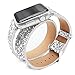iiteeology Double Tour Christmas Shiny Glitter Power Leather Bling Luxury iWatch Band Wristwatch Bracelet Strap Belt (42mm 44mm Silver)