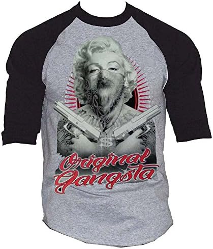Marylin Monroe Original Gangsta Baseball T-Shirt Black-Gray S-3XL (L, Black/Gray)