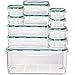 ACODINE 11 Food Storage Containers With Airtight Snap Lock Lids – Clear, BPA Free, Stacking, Reusable Leak Proof Lunchboxes - Freezer, Dishwasher, Microwave Safe – Bonus Draining Rack, 23 Piece Set
