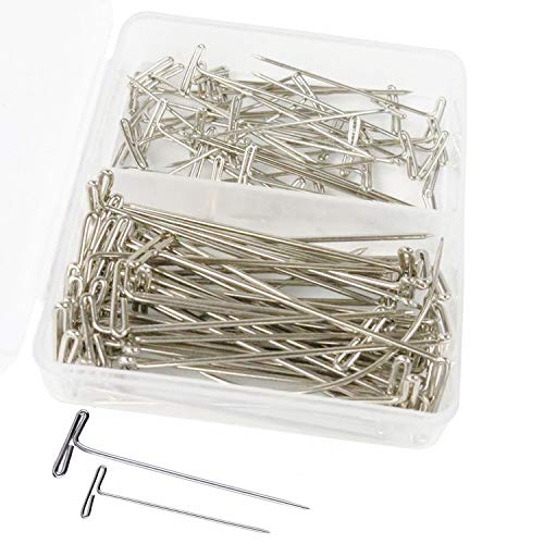 TopWigy 100 Pack Wig T-pins in 2 Sizes Wig T-pins for Holding Wigs and Hair Extensions on Wig Head