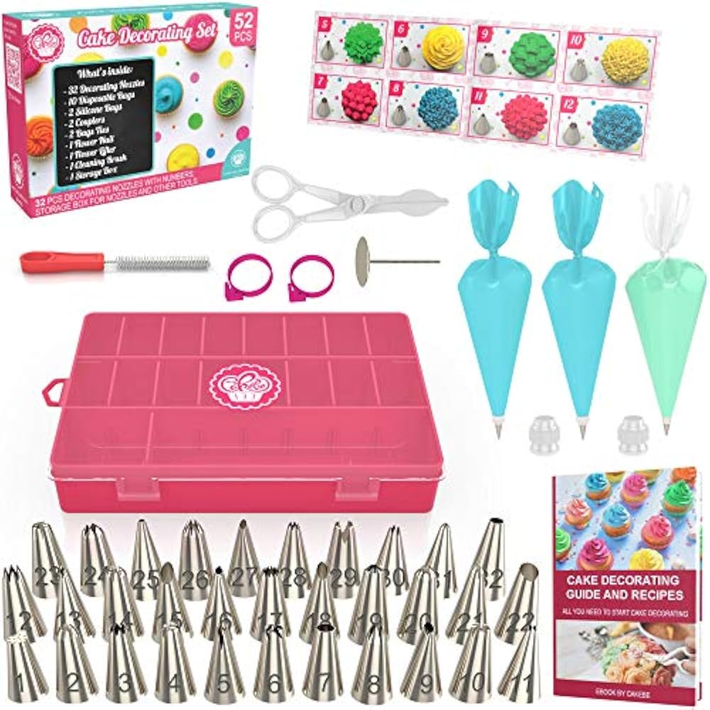Cake Decorating Supplies Kit 52 Pcs Icing Piping Bags Tips Cupcake 12