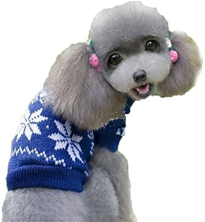 Pet Dog Ugly Christmas Sweater Blue Holiday Winter Puppy Knitwear (M)