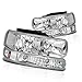 Instyleparts Clear Lens Headlights Bumper Light Set with Chrome Housing Made For Chevy Silverado Tahoe Suburban