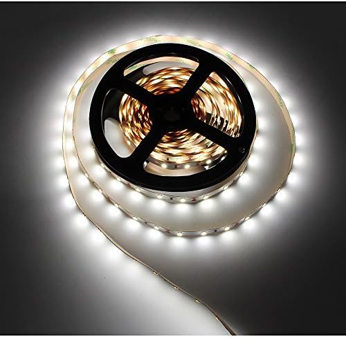 LED Strip Lights - 16.4ft Daylight White String Lights with 300 Units SMD2835, 72Lm/ft, 5000-6500K, 12V DC, Non-Waterproof, No Power Supply. Flexible LED Rope Lights for Bedroom/Sitting Room/Indoor