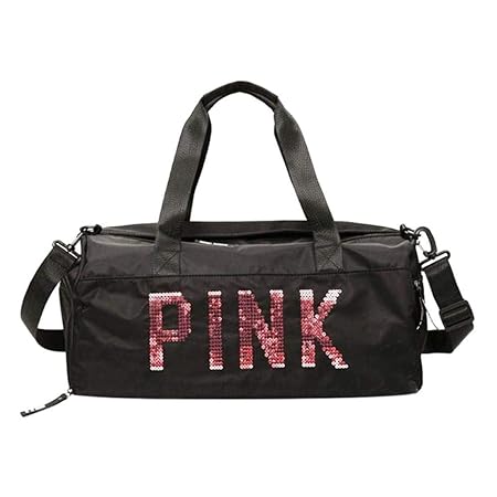 Style Homez Sequins, 30 Litre Unisex Large Capacity Shoulder Weekend Travel Portable Duffle Gym Bag, Black Color