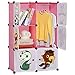 LANGRIA 6-Cube DIY Toy Chest Toy Organizer Shoe Rack, Storage Bin Storage Drawer Unit Multi Use Modular Organizer Plastic Cabinet with Doors (Pink)