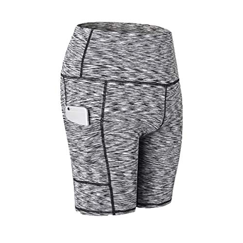 TOTOD Yoga Pants Women's High Waist Shorts Abdomen Control Training Running Leisure Elastic Capris with Pockets Beige
