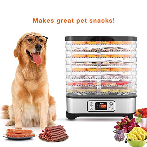 Food Dehydrator Machine - Jerky Dehydrators with 8 Trays, Digital Timer and Temperature Control,(BPA Free, 400Watt)