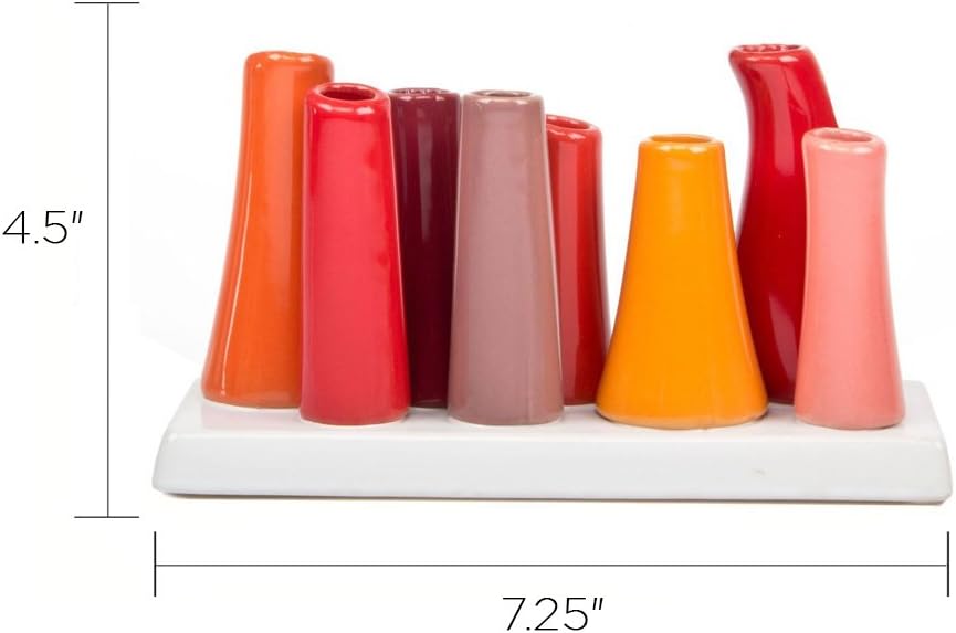 Chive ‘Pooley 2’ Multi-Chambered Flower Vase - Cute, Beautiful Ceramic Vase for Flowers & House Plants - Pumpkin, Orange & Red - Image 5