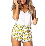Women Short Pants Summer Pineapple Print Elastic Waist Hot Beach Shorts