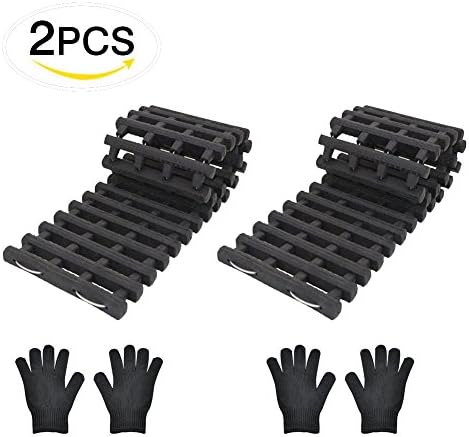 Tire Traction Mat-Folding Portable Emergency Tire Traction Ladder Ideal for Snow, Ice, Mud, and Sand with free gloves,Suitable for Most Tire Sizes-Fits vehicles under 12 tons in weight(2pcs)