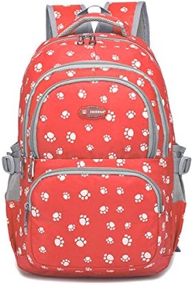 DNggAND Kids School Backpacks for Girls Boys School Bags Bookbags for Children(Dog Pawprint Orange)