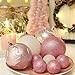 Sea Team 87-Pack Shatterproof Pink Christmas Ball Ornaments Set, Assorted Multi-Sized Hanging Baubles, Xmas Tree Decorations, Seasonal Décor for Holiday Wreath Garland, Hooks Included