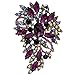 EVER FAITH Women's Austrian Crystal Vintage Inspired Flower Leaf Bouquet Brooch Purple