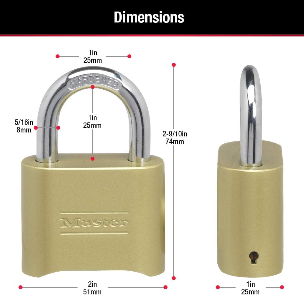 Master Lock 175D Locker Lock Set Your Own Combination Padlock, 1 Pack, Brass Finish - Padlocks - 